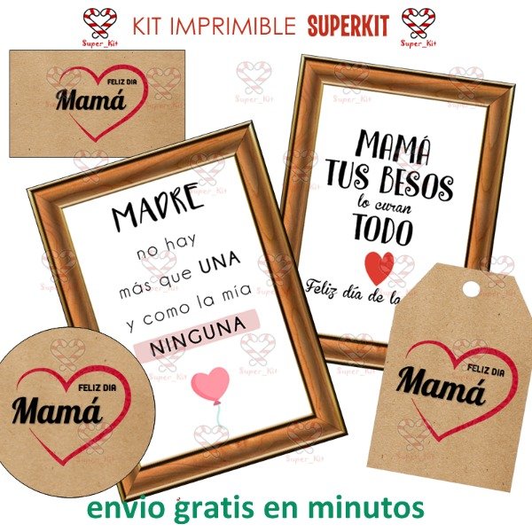 Producto - Kit Imprimible Dia de la Madre Desayuno Papel Madera Editable