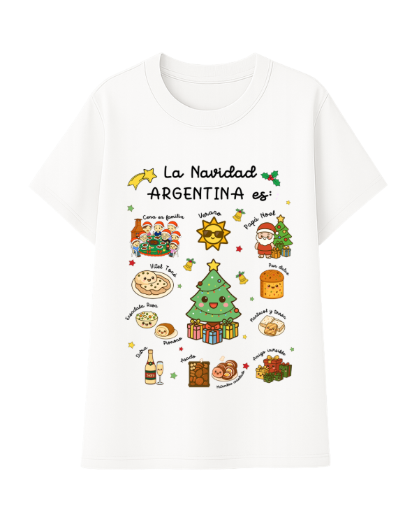 Producto - Remera Algodón La Navidad Argentina - Blanca