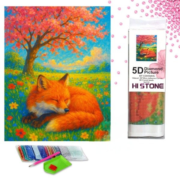 Producto - DIAMOND PAINTING 20X30 ZORRITO DESCANSANDO BAJO EL ARBOL