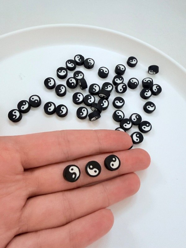 Producto - Dije fimo pasante yin y yang x5