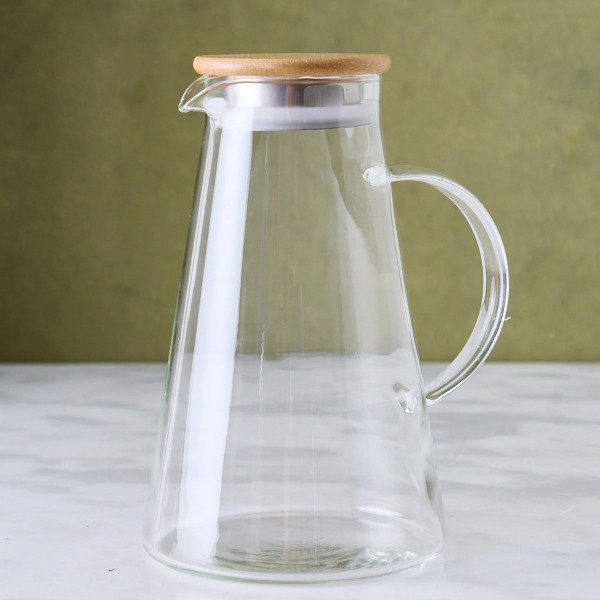 Producto - JARRA CÓNICA DE VIDRIO y TAPA BAMBÚ 1.9 L