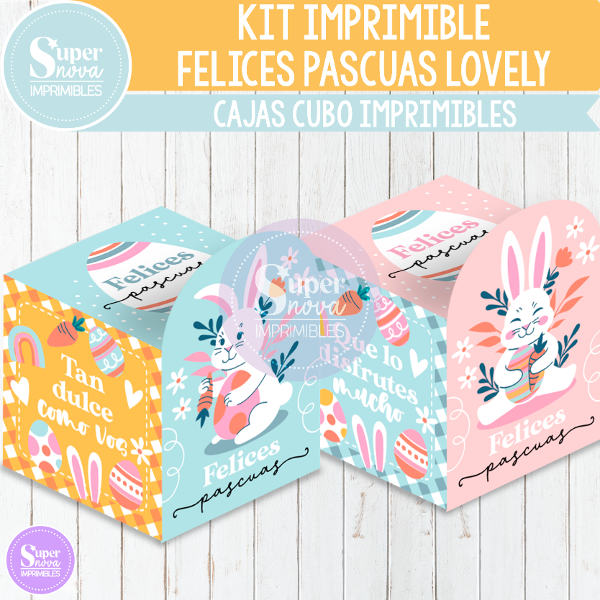 Producto - KIT IMPRIMIBLE FELICES PASCUAS LOVELY CAJAS CUBO