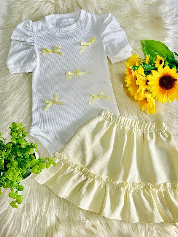 Producto - CONJUNTO COQUETTE AMARILLO (BODY + POLLERA)
