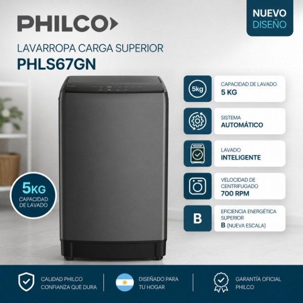 Producto - LAVARROPA PHILCO AUTOMATICO  5KG / 7000 RMP