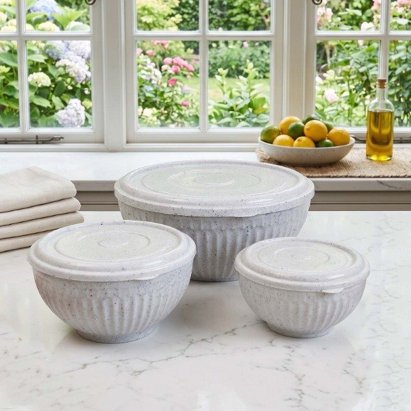 Producto - SET DE ENSALADERA BOWL Y COMPOTERA LINEA GRANITO CON TAPA - 0