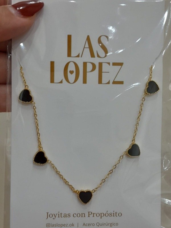 Producto - COLLAR DE CORAZONES NEGROS