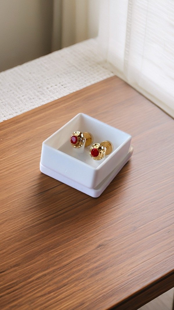 Producto - Abridores CH de ORO 18K piedra roja AB12
