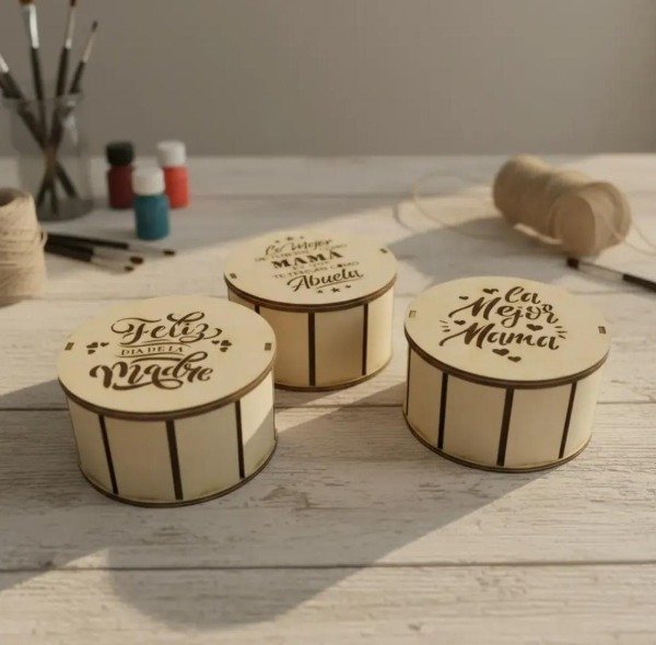 Producto - Caja Redonda Mama 12x7cm