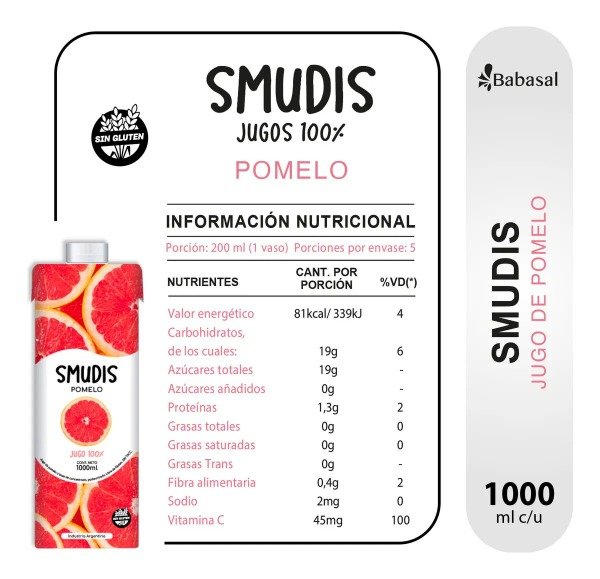 Producto - Jugo Smudis Pomelo 100/ natural x 1 lt - 1