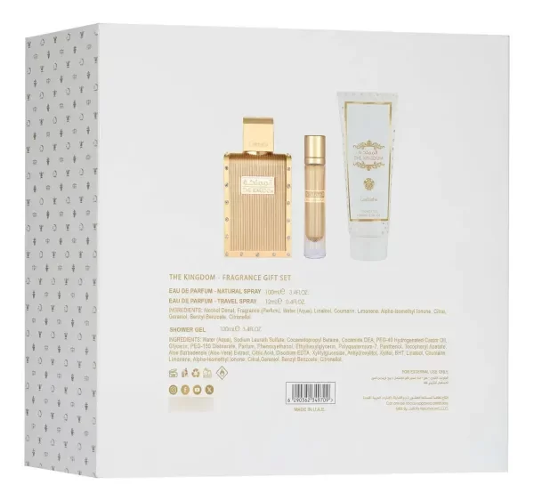 Producto - KIT LATTAFA The Kingdom 100ml + 12 Ml + Gel De Ducha - 2