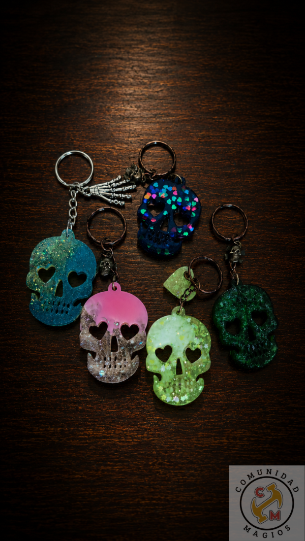 Producto - Llavero Calavera de Resina Artesanal con Glitter