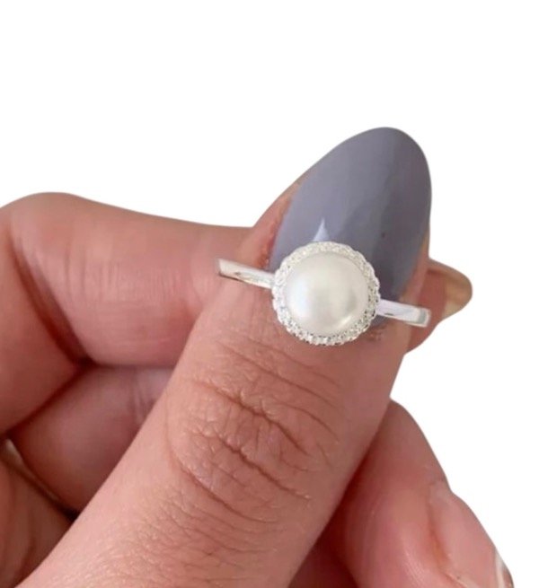 Producto - Anillo perla natural con cubics