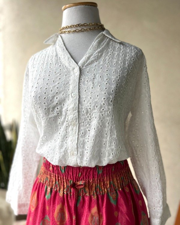 Producto - Camisa 3/4 Broderie Hojitas S M