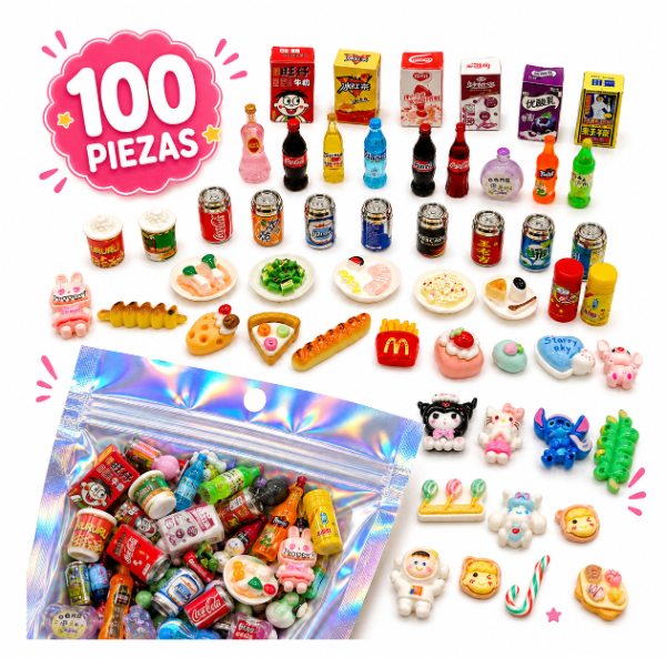 Producto - Miniaturas comiditas, postres, personajes x100 unidades
