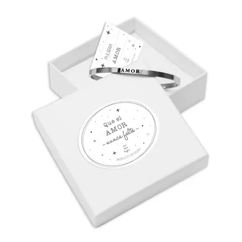 Producto - Pulsera Acero Tipo Esclava con Palabra: Amor