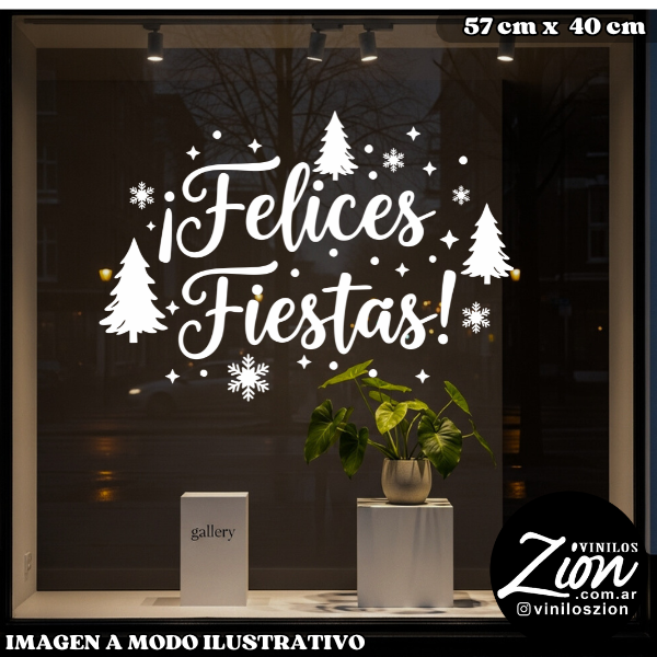 Producto - Vinilos Decorativos Felices Fiestas con arboles