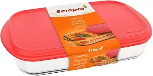 Producto - Bandeja de vidrio con tapa rectangular, bandeja para hornear Always, 4 L, color