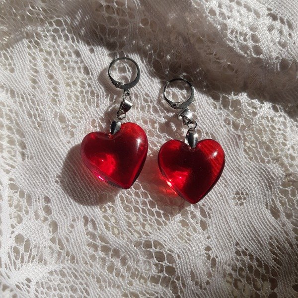 Producto - Aros corazón rojo