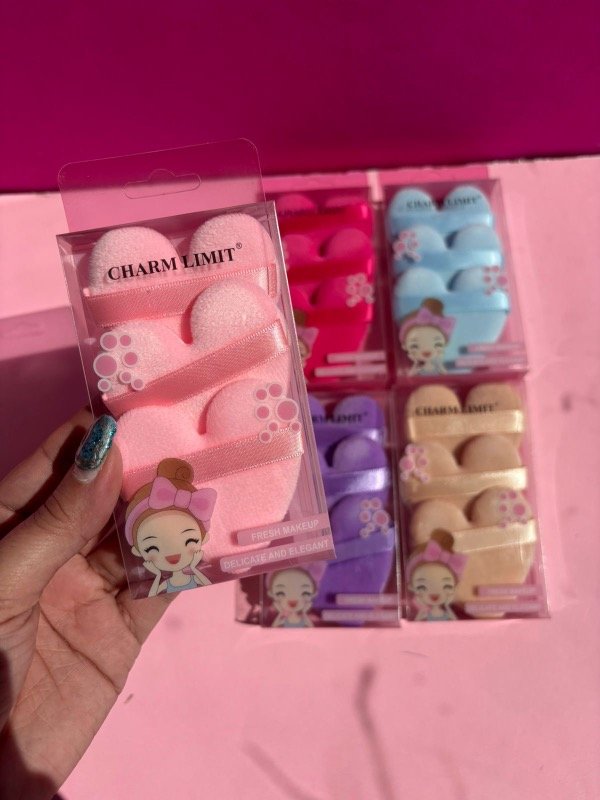 Producto - Esponja X3 forma Corazón Charm Límiti
