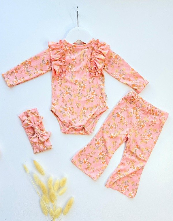 Producto - CONJUNTO ROMANTIC SALMÓN (VINCHA + BODY + PANTALÓN OXFORD)