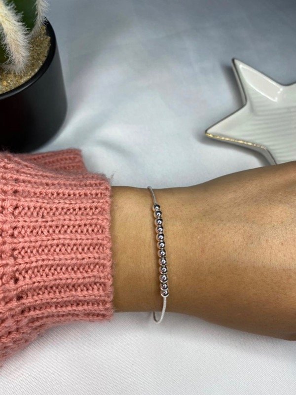 Producto - Pulsera Bolitas de Acero Blanco