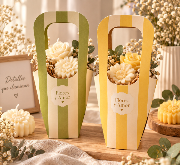 Producto - Cajita canasto "flores y amor" x5