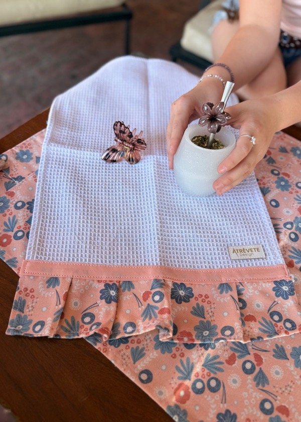 Producto - Mantel Matero + Repasador - Flor azul