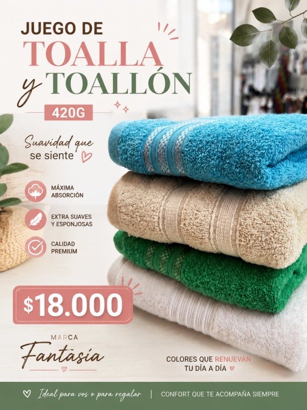 Producto - JUEGO DE TOALLA Y TOALLON 420G