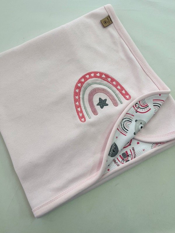 Producto - Manta arcoiris rosa bebe