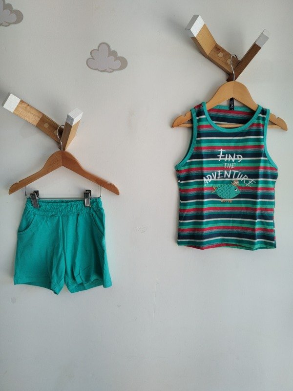 Producto - Conjunto musculosa rayada  y short bebe