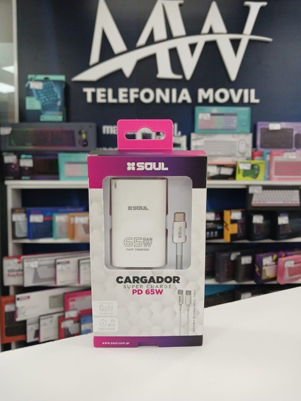 Producto - Cargador Viajero FC PDx2+USB 65W Cable Type-C a Type-C Soul CVJ-X3PD65T