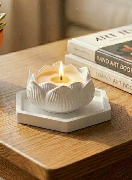 Producto - Set de yeso de 2 piezas Bandeja + Vela