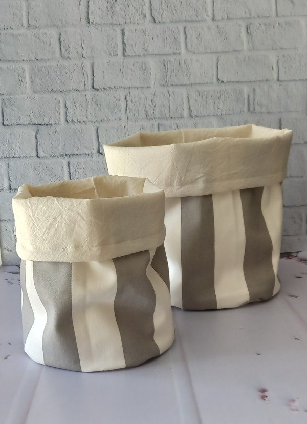 Producto - Set de Canastos Redondos Rayas Gris