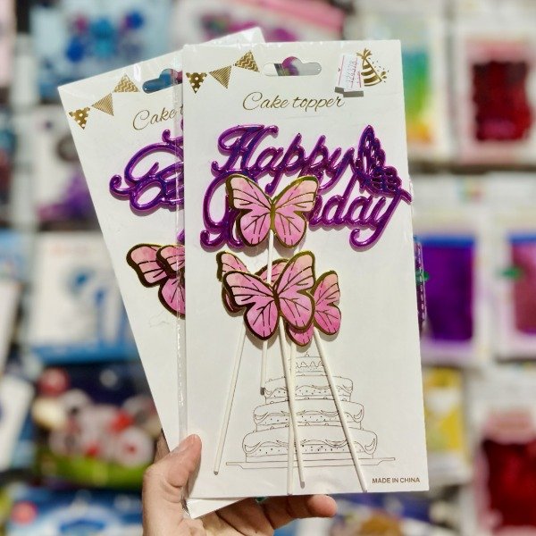 Producto - Topper para torta HAPPY BIRTHDAY Cake toppers Mariposas