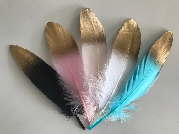 Producto - Plumas con puntas doradas x 6u