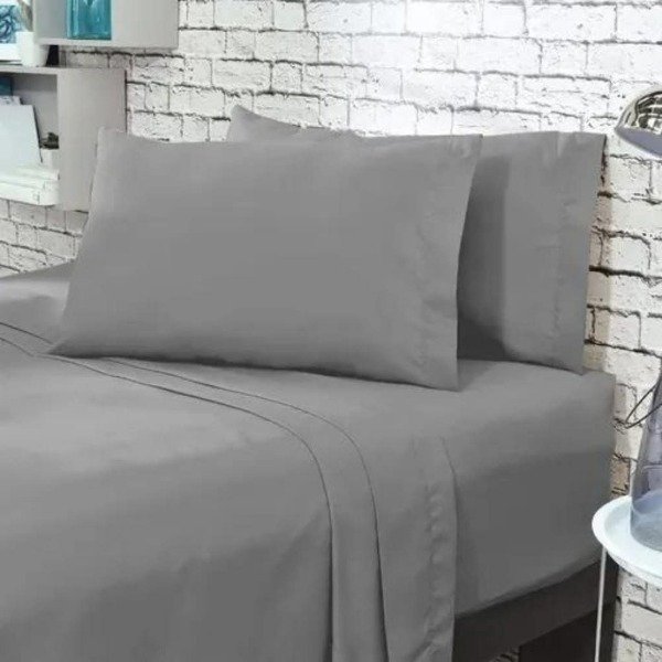 Producto - Sábanas 1 y 1/2 plazas Alcoyana Estudio lisa gris