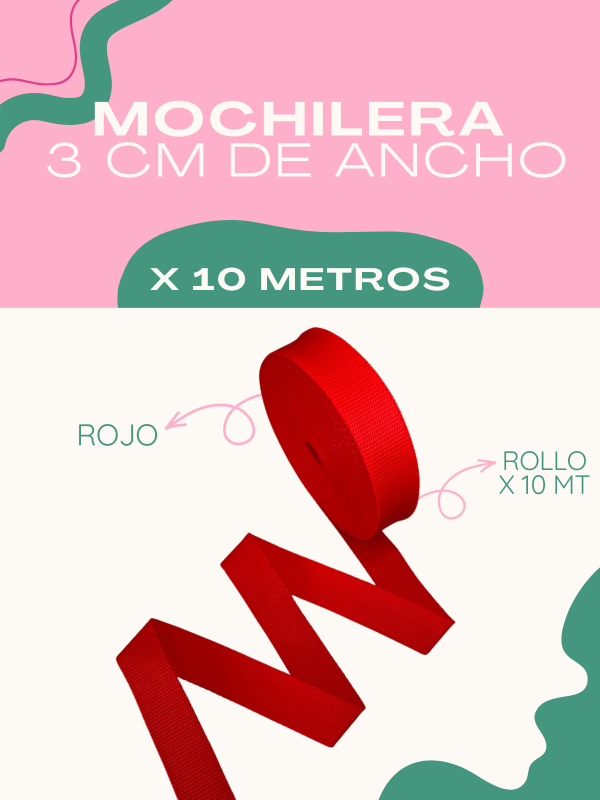 Producto - MOCHILERA X 10 MTS - Rojo