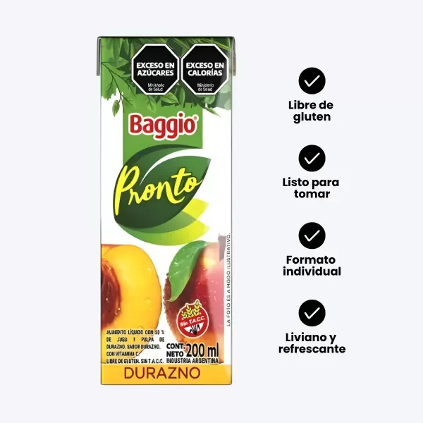 Producto - pronto durazno 200ml [BAGGIO]