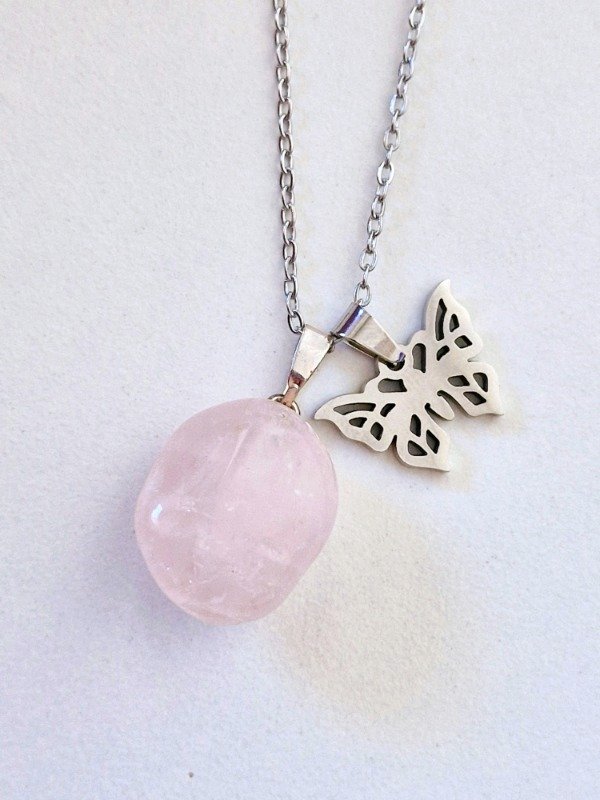 Producto - Collar Cuarzo Rosa Mariposa - 0