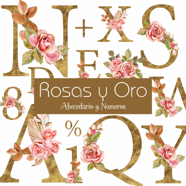 Producto - Rosas y Oro - Alfabeto y números - AL29