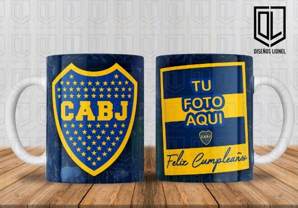 Producto - PLANTILLA PARA TAZAS BOCA JUNIORS - FELIZ CUMPLEAÑOS (PERSONALIZABLE)