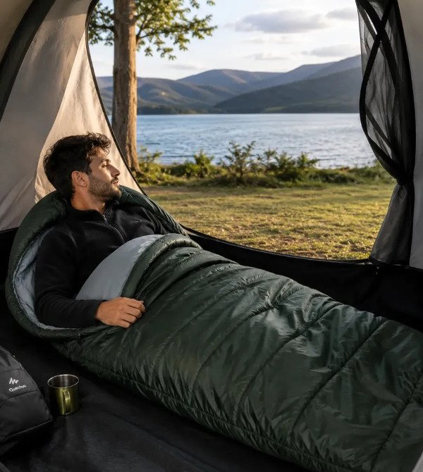 Producto - Bolsa de Dormir con Capucha Verde Tamaño Grande Apertura Completa - 11