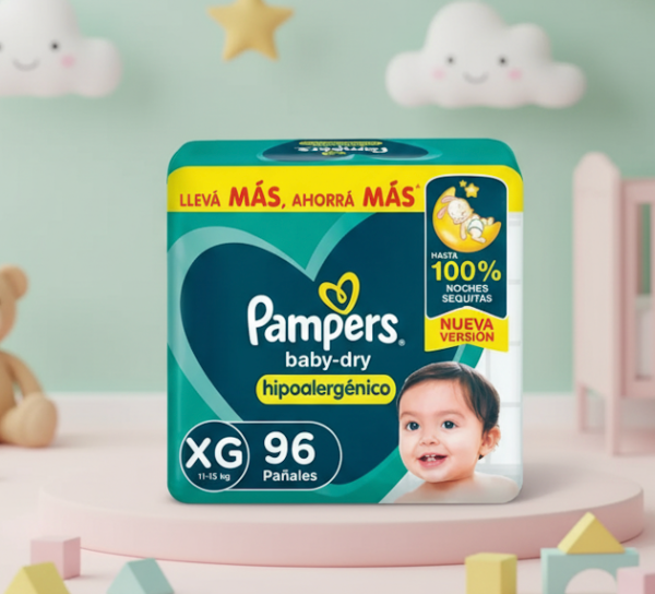 Producto - Pampers Baby Dry Hipoalergénico XG x96 unidades (hasta 15 kg)