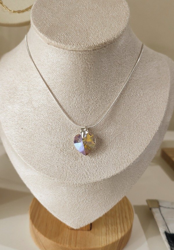 Producto - Collar corazón swarov de acero blanco