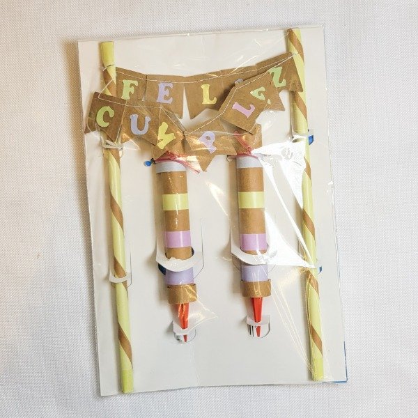 Producto - Set banderines FELIZ CUMPLE + bengalas color kraft y multicolor