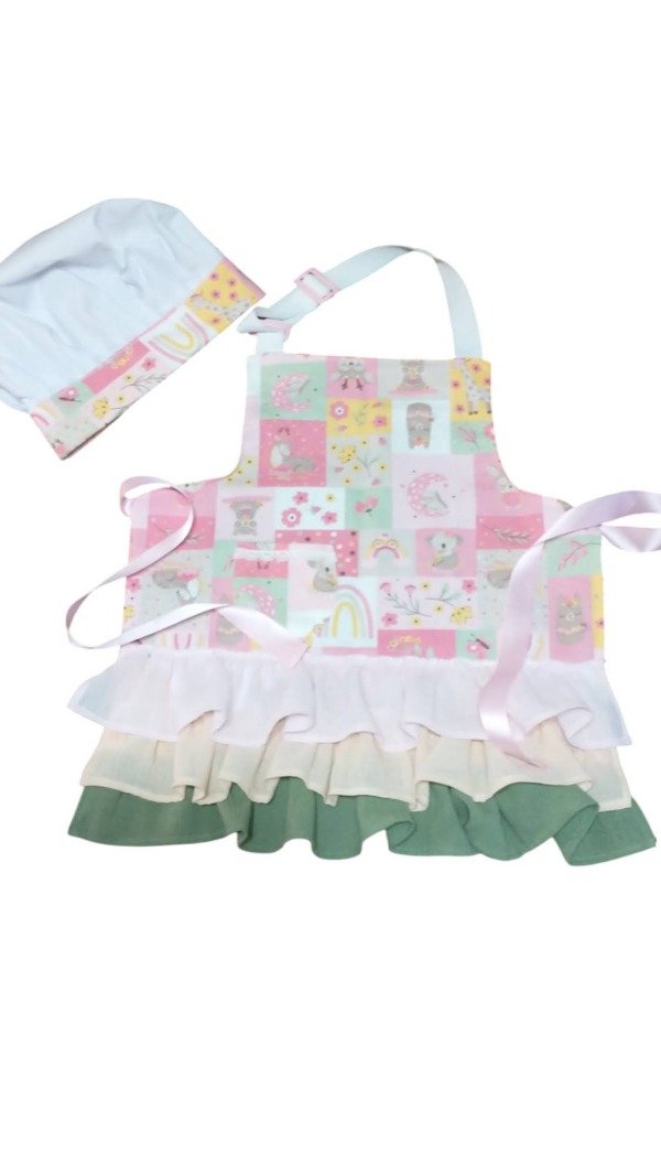 Producto - Delantal Niña - " Mini Asiye - Cupcake" + Gorro (talle 2)