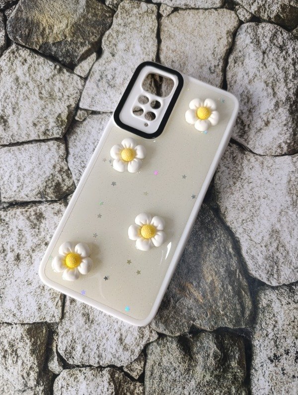 Producto - Funda alto impacto flores 3D Xiaomi Note 11 4G blanca
