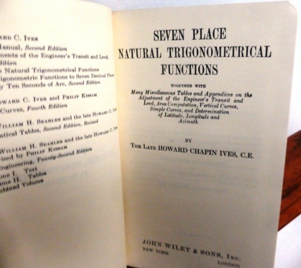 Producto - SEVEN PLACE NATURAL TRIGONOMETRICAL FUNCTIONS - JOHN WILEY AND SON INC.  - 1962