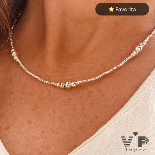Producto - Chocker Esferas combinado Plata 925