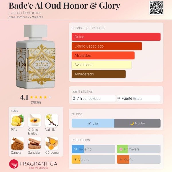 Producto - Bade'e Al Oud Honor y Glory - dulce/frutal/vainilla - 1